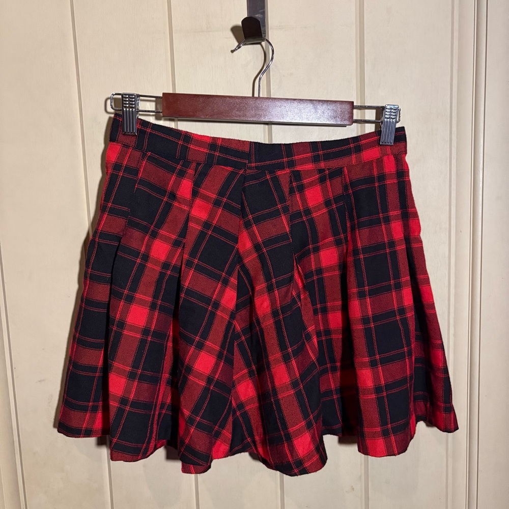 Divided (H&M) Red and Black Plaid Mini Skirt
